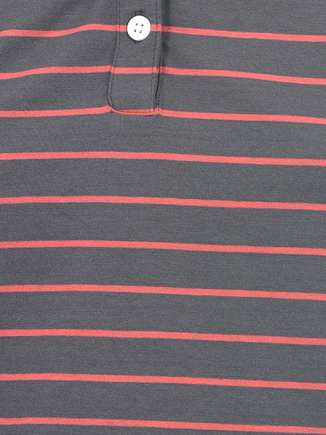 Numero Uno Women Charcoal & Coral Striped Henley Neck T-Shirt